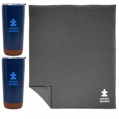 Cozy Gift Set includes two stainless steel tumblers and a sweatshirt blanket